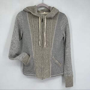 Saturday Sunday Women's Gray Textured Knit Hooded Long Sleeves Zip Jacket